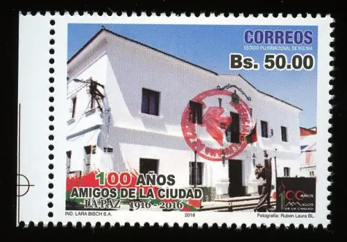 Bolivien Bolivia 2018 Freimarke Aufdruck Architektur Freunde der Stadt MNH