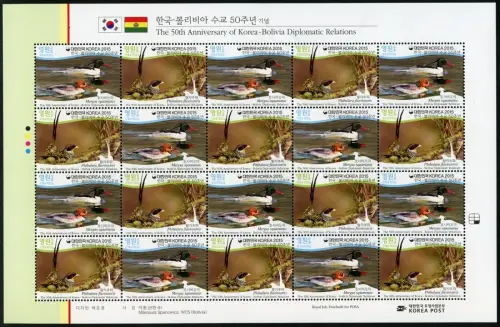 Korea Süd 2015 Wasservögel Vögel Gemeinschaftsausgabe Bolivien 3068-3069 MNH