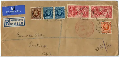 Katapult 1937 GB Brief MiF Seahorse 12/3 Bradford Chile Catapult H 511 / 1229