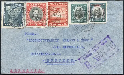 Katapult 1935 Chile Santiago Reko-Brief München Notlandung H 385 Catapult / 2008