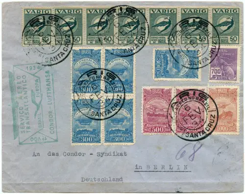 Katapult 1934 Brasilien VARIG-MiF Santa Cruz Berlin H 301 a Catapult / 1556 RAR