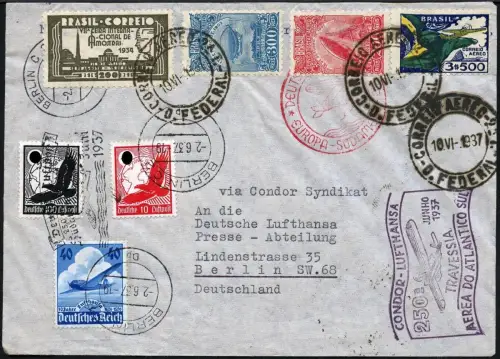 Katapult Brasilien Dt Reich 1937 250.Atlantikflug Hin- und Rückflug Catapult/207