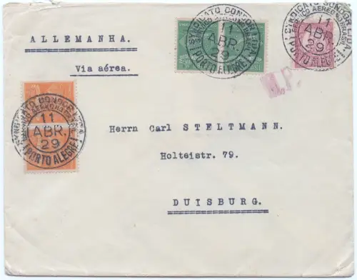 Condor 1929 Brasilien Brief Porto Alegre MiF 5000 R Porto Alegre Duisburg / 1531