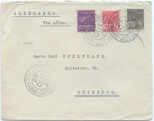 Condor 1928 Brasilien Brief Porto Alegre MiF 3600 R Rio Duisburg / 1520