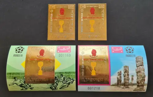 Jemen Königreich Yemen 1970 Fußball WM Brasilien Pele 1149 A/B Block 218-219 MNH