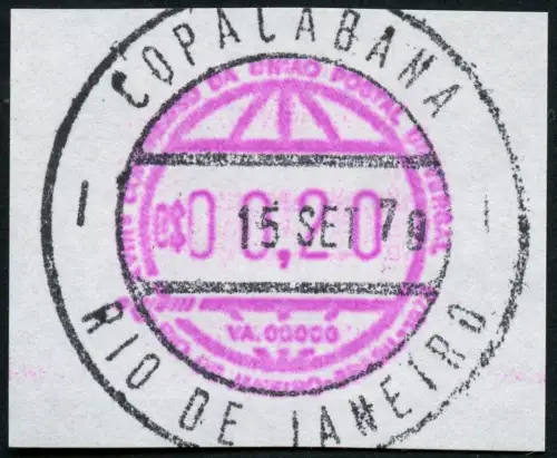 Brasilien Brazil Brasil 1979 1. Automatenmarke ATM Frama UPU Kongress EST