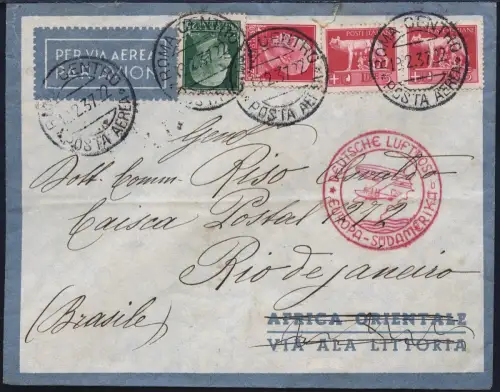 Katapult 1937 Italien Brief Rom Rio de Janeiro Brasilien Catapult 519 / 927