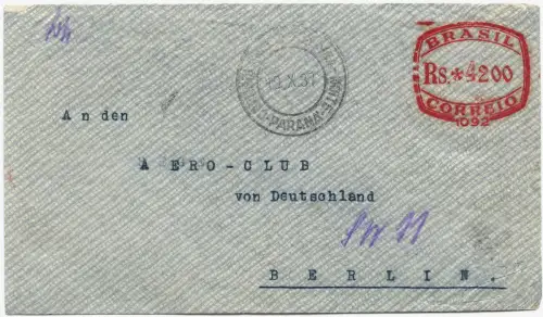 Katapult 1937 Brasilien Dt. Segelfliegerclub Ursinus Berlin H 586 Catapult/ 1651