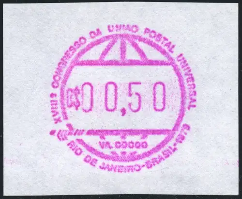 Brasilien Brazil Brasil 1979 1. Automatenmarke ATM 0,50 Frama UPU Kongress MNH