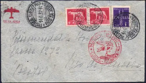 Katapult 1937 Italien Brief 11 L Rom Rio de Janeiro Brasilien Catapult 551 /1356