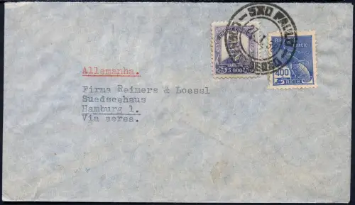 Katapult 1938 Brasilien Notwasserung Zephyr Brief Hamburg Catapult 614 a / 958