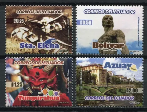 Ecuador 2010 Tourismus Provinzen Schädel Maske Brücke Denkmal 3203-3206 MNH