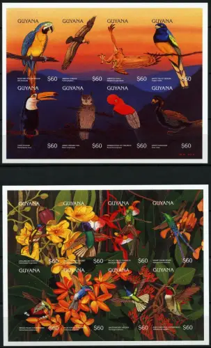 Guyana 1996 Vögel Kolibris Kondor 5563-5570 U + 5572-5579 U Imperf MNH / 483