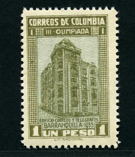 Kolumbien 1935 Barranquilla Olympiade Hauptpostamt 1 Peso 363 MNH / 488