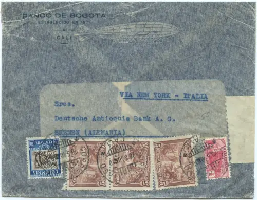 Kolumbien 1940 Cali New York US Clipper Lissabon Rom Bremen OKW Zensur/2012
