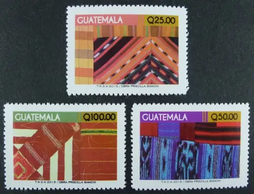 Guatemala 2015 Textilien Textiles Folklore Freimarken Hohe Werte Definitives MNH