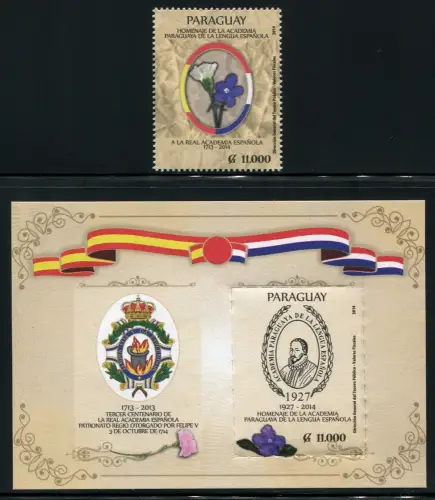 Paraguay 2014 Akademie Flaggen Academy Flags Blume Flower Wappen MNH