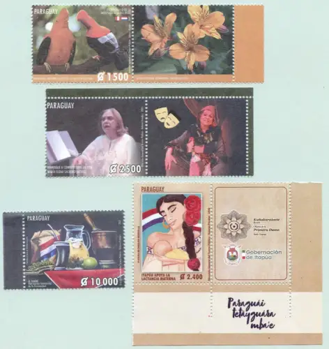 Paraguay 2021 Papageien Getränk Tevere Schauspielerin Sachero Stillen Mutter MNH