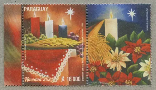 Paraguay 2021 Weihnachten Christmas Navidad Natal Blumen Kerzen MNH
