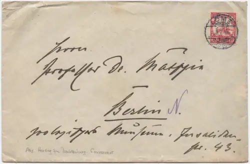 Togo 1913 Brief des Gouverneurs Herzog zu Mecklenburg 8.7.13 nach Berlin / 75