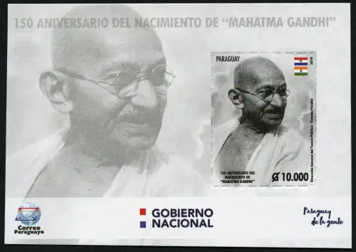 Paraguay 2019 Block Mahatma Gandhi Indien Unabhängigkeit Politik Politiker MNH