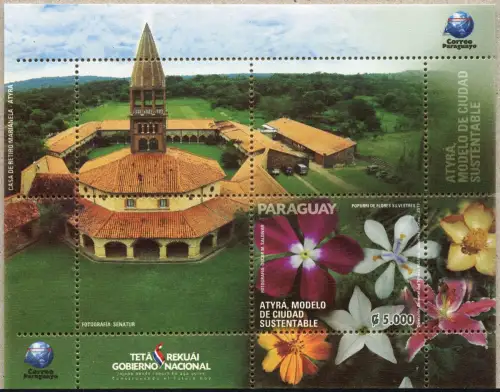 Paraguay 2017 Stadt Atyra Altersheim Architektur Blumen Block MNH