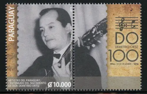 Paraguay 2016 Don Demetrio Ortiz Musik Music Musiker Gitarre Guitar MNH