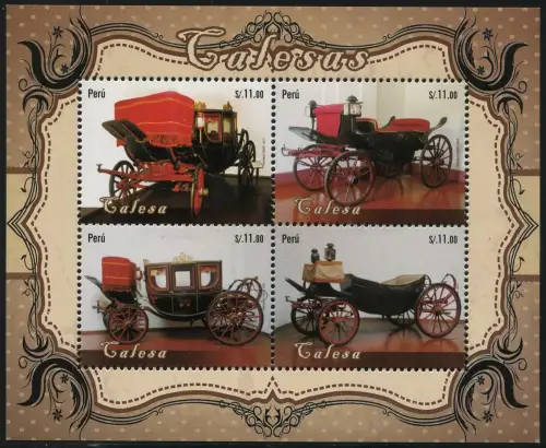 Peru 2014 Block 97 Historische Kutschen Pferdewagen Old Carriages MNH