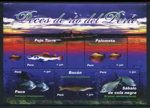 Peru 2008 Fische Fisches Poissons Pesci Meerestiere Block 51 MNH