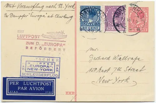 Katapult 1931 Niederlande 1. Post Den Haag Nachbringeflug Catapult H 50 / 2100