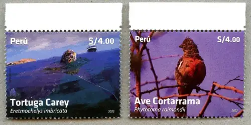 Peru 2022 Schildkröte Vogel Schiff Turtle Bird Animals Wassertiere MNH