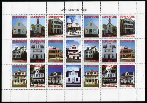 Surinam 2008 Architektur Häuser Baudenkmäler Monumenten 2212-2220 ZD-Bogen MNH