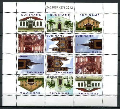 Surinam 2012 Kirchen Religion Kerken Churches 2553-2558 Kleinbogen MNH