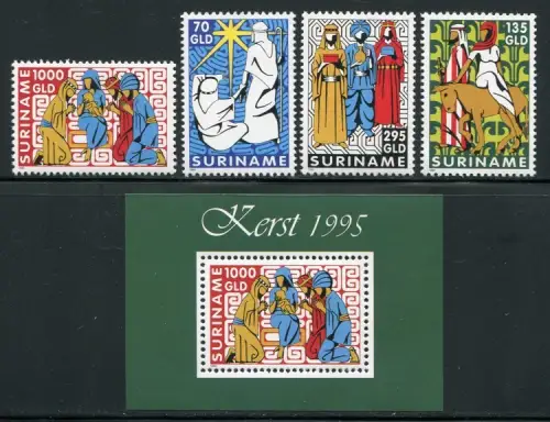 Surinam 1995 Weihnachten Christmas Navidad Religion 1529-1532 Block 66 MNH