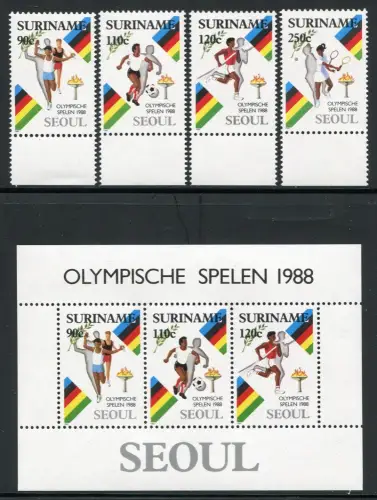 Surinam 1988 Olympiade Olympics Seoul Sport 1264-1267 Block 47 MNH