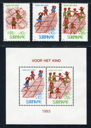 Surinam 1993 Kinderspiele Children Games Kinder 1461-1464 Block 61 MNH