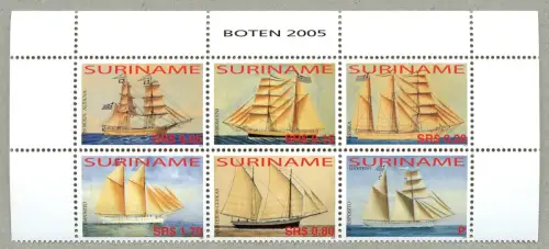 Surinam 2005 Hist. Segelschiffe Sailing Ships Boten Navi Bateaux 1989-1994 MNH