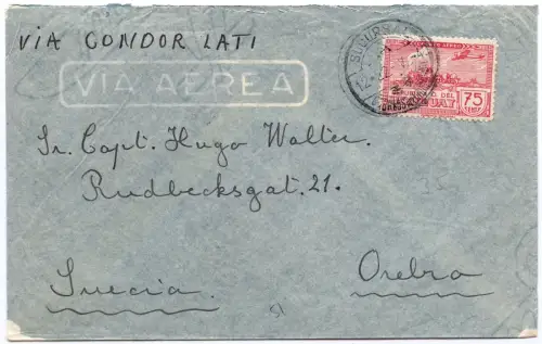LATI 1940 Uruguay Brief mit EF 22.5.40 Montevideo Örebro Schweden / 2017