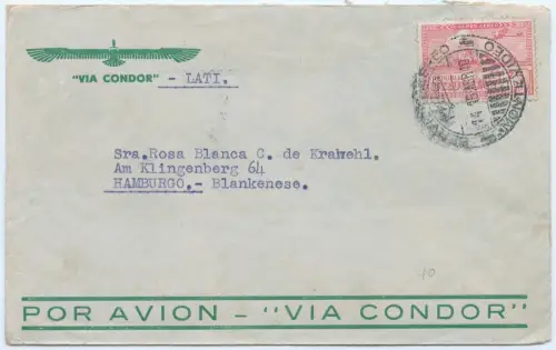 LATI 1940 Uruguay Brief mit EF 16.4.40 Montevideo Hamburg OKW Zensur / 2015