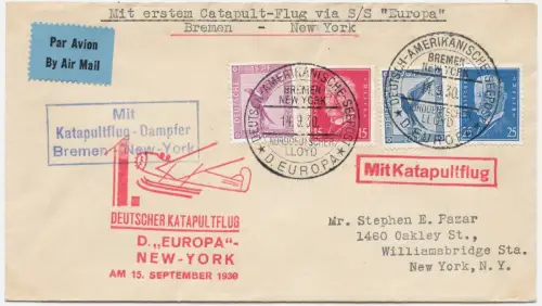 Katapult 1930 Dt. Reich Erstflug D. Europa + Stempelirrtum Catapult 31 b / 2110