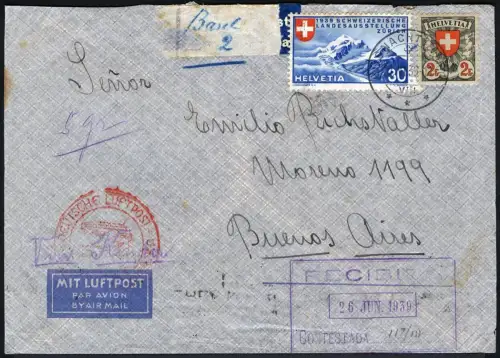 Katapult Schweiz 1939 Brief Küsnacht Buenos Aires Argentinien Catapult / 512