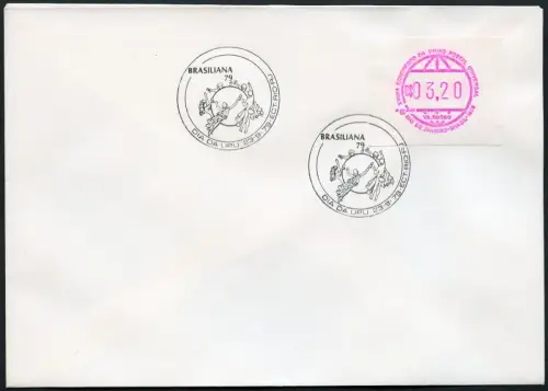 Brasilien Brazil Brasil 1979 1. Automatenmarke ATM Cr$ 3,20 Brief SST BRASILIANA
