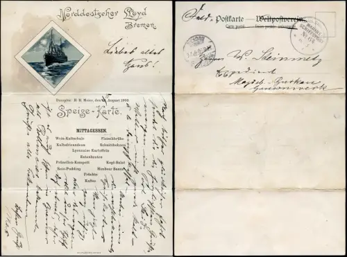 DP China 1900 Boxeraufstand MSP 64 Speisekarte Feldpost Port Said Magdeburg/ 545