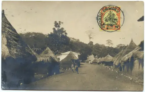 Togo 1914 Photo-AK Dorfszene Reko Porto Seguro 10.2.14 Potschappel Dresden / 119
