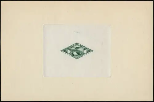 Costa Rica 1937 Airmail Volcano Poas Green Sunken Die Proof Cardboard w/o Face