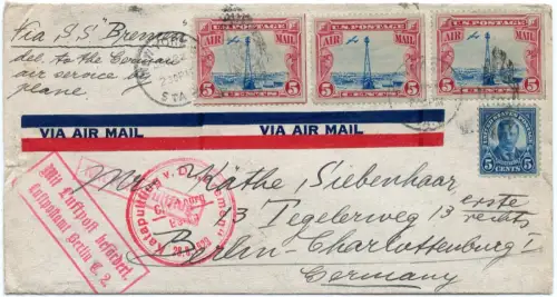 Katapult 1929 USA Brief New York Dampfer Bremen Berlin Catapult H 4 a / 2139