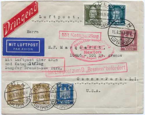 Katapult 1929 Dt. Reich Dampfer Bremen Nachbringeflug USA Catapult H 3 c / 2140