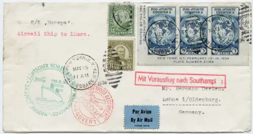 Katapult 1934 Dampfer Europa Flugpost Hannover Lohne Catapult H 152 a / 2159