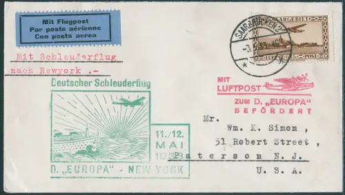 Katapult 1933 Saargebiet Nachbringeflug EF 5 Fr. Paterson Catapult H 113 / 2165