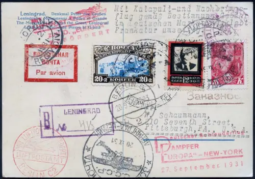 Katapult 1931 Russland Reko-AK Leningrad Berlin NY Zeppelin Catapult H 72 R/2167